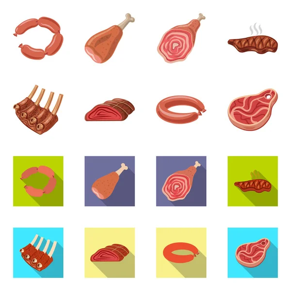 Projeto vetorial de logotipo de carne e presunto. Conjunto de ilustração vetorial carne e caldo de cozinha . — Vetor de Stock