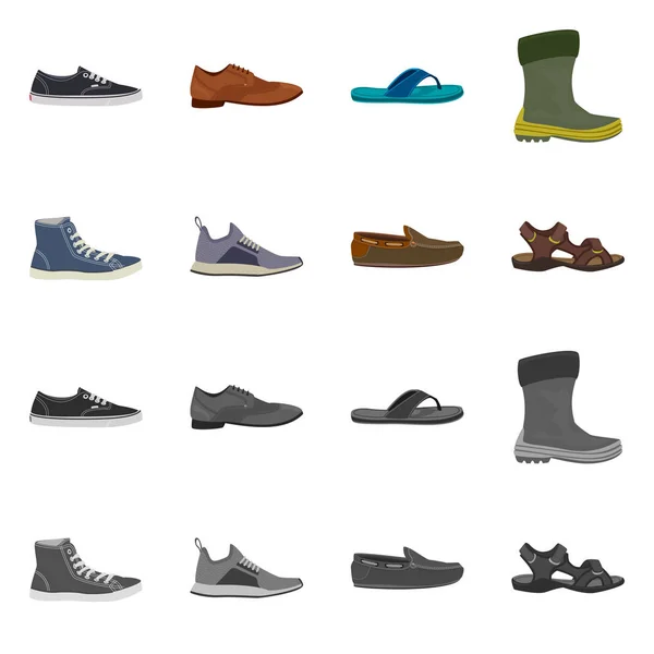 Изолированный предмет обувного знака. Коллекция векторных значков обуви и ног для склада . — стоковый вектор