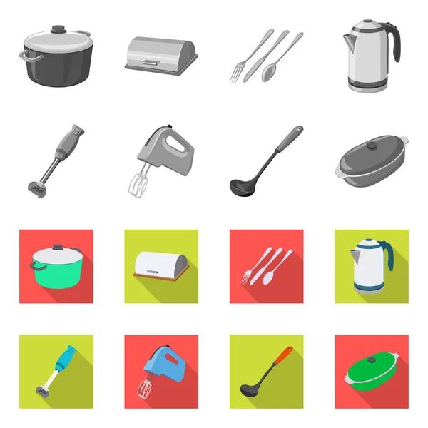 Illustrazione vettoriale di cucina e cuoco simbolo. Set di cucina e elettrodomestici simbolo stock per il web . — Vettoriale Stock