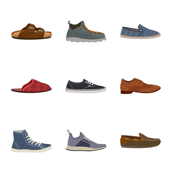 Vektorová design boty a obuv značky. Sbírka botu a nohu burzovní symbol pro web. — Stockový vektor