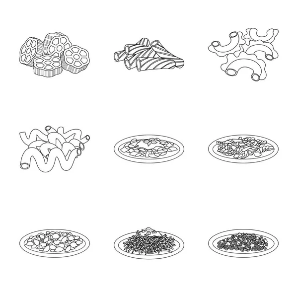 Διάνυσμα σχεδιασμός σύμβολο ζυμαρικά και υδατανθράκων. Σύνολο ζυμαρικά και μακαρόνια εικονίδιο του φορέα σε απόθεμα. — Διανυσματικό Αρχείο