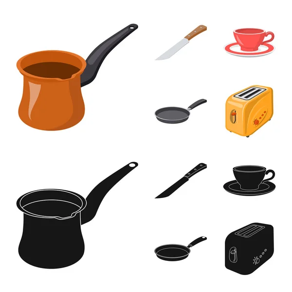 Isolado objeto de cozinha e cozinhar logotipo. Conjunto de símbolo de estoque de cozinha e aparelho para web . — Vetor de Stock