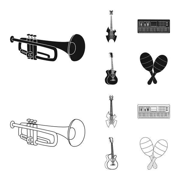 Diseño vectorial de música y logotipo de melodía. Colección de música e ilustración de vector de stock de herramientas . — Vector de stock