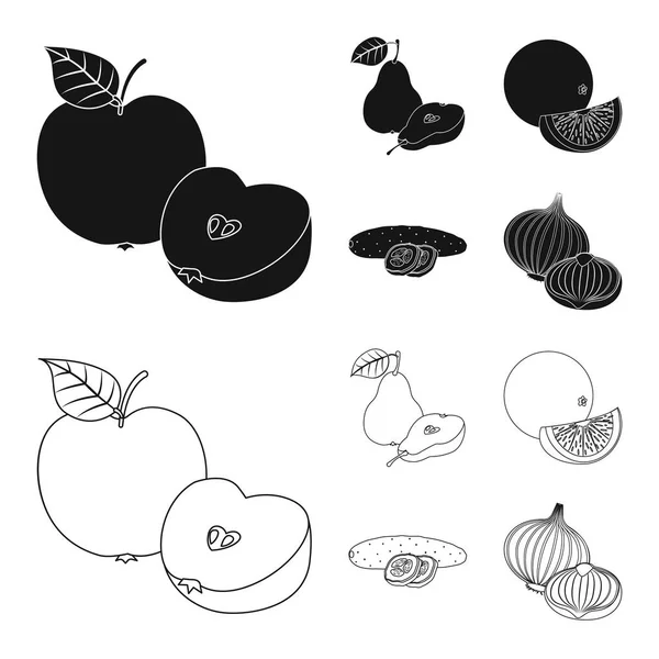 Isolierte Objekt Von Gemüse Und Obst Symbol Sammlung Pflanzlicher Und — Stockvektor