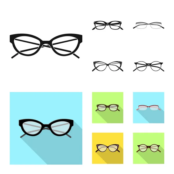 Conception vectorielle de lunettes et de panneaux de monture. Collection de lunettes et icône vectorielle accessoire pour stock . — Image vectorielle