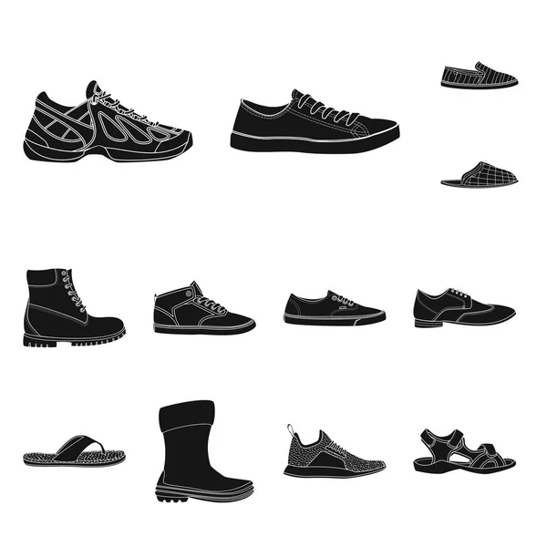Vektorillustration von Schuhen und Schuhen. Kollektion von Schuh- und Fußvektorsymbolen für Aktien. — Stockvektor