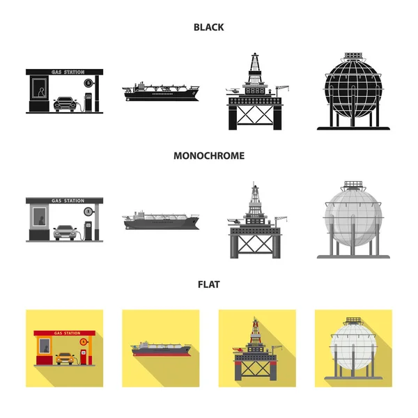 Vektorillustration av olja och gas symbol. Uppsättning av olja och bensin vektor ikon för lager. — Stock vektor