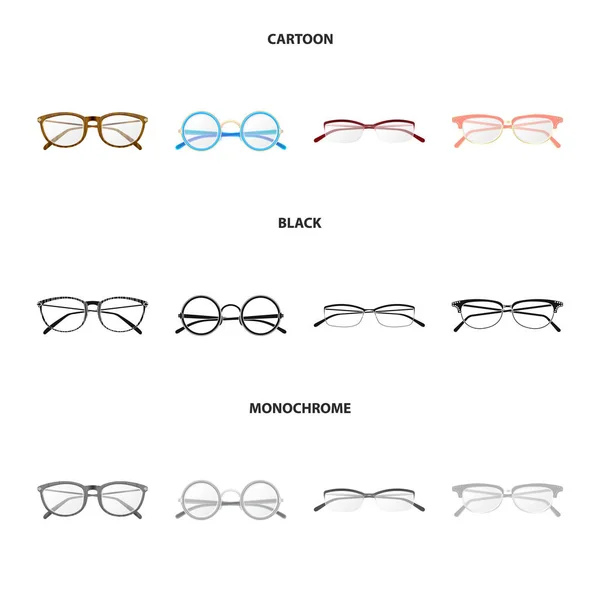 Vektor-Design von Brillen und Rahmen-Symbol. Brillensatz und Zubehör Aktiensymbol für Web. — Stockvektor