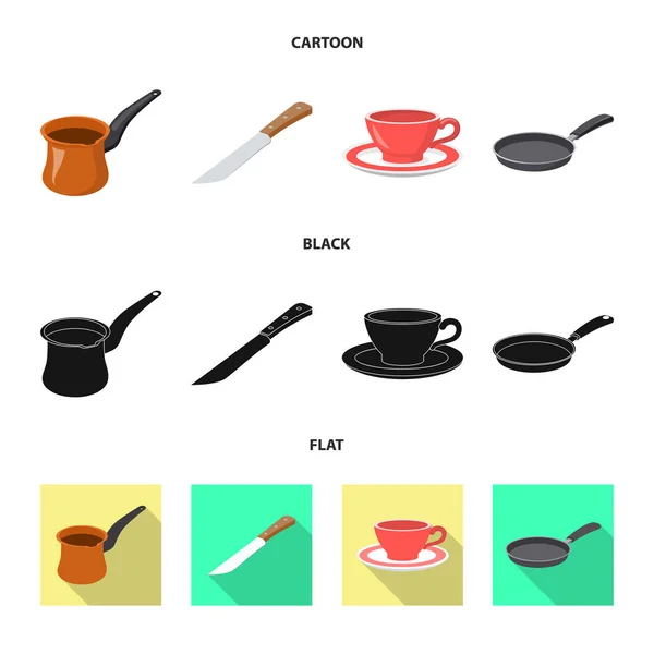 Conception vectorielle de la cuisine et signe de cuisson. Ensemble de symbole de stock de cuisine et d'appareil pour le web . — Image vectorielle