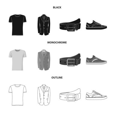 Adam ve giyim simge vektör Illustration. İçin örümcek adam ve giyim hisse senedi simgesi topluluğu.