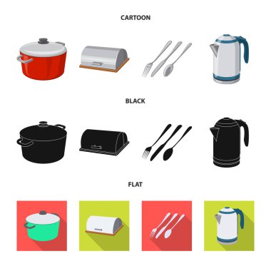 Mutfak ve yemek simge vektör tasarımı. Mutfak ve cihaz hisse senedi vektör çizim seti.