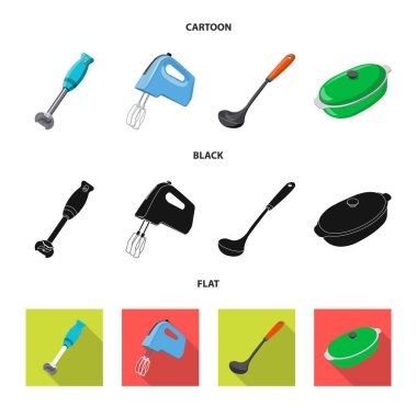 Mutfak ve yemek logosu yalıtılmış nesne. Mutfak ve cihaz hisse senedi vektör çizim seti.