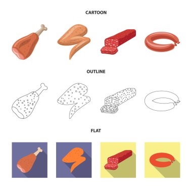 Et ve jambon simge vektör tasarımı. Et ve hisse senedi için pişirme vektör ikon koleksiyonu.