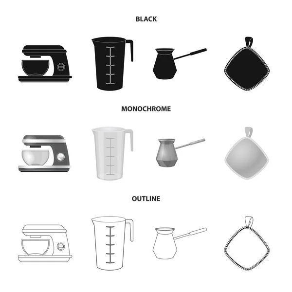Isolerade objekt i köket och koka ikonen. Samling av kök och apparaten lager vektorillustration. — Stock vektor