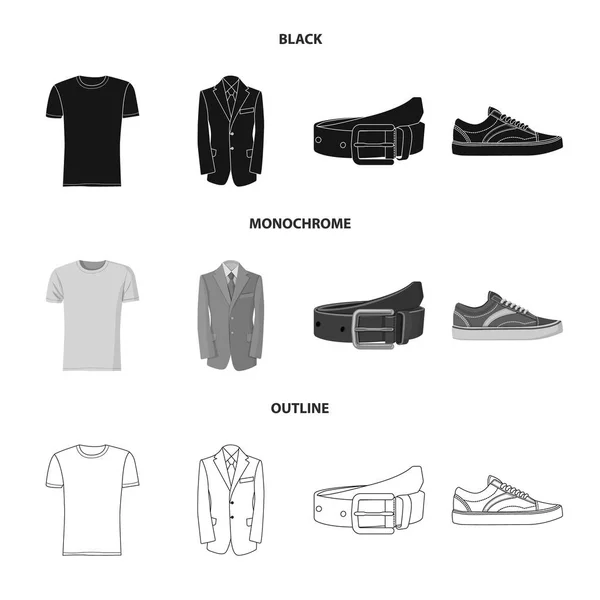 Vektorové ilustrace člověka a oblečení ikonu. Sbírka člověka a opotřebení burzovní symbol pro web. — Stockový vektor