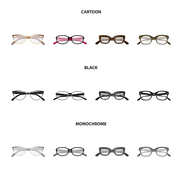 Izolovaný objekt brýle a rámečku ikony. Kolekce brýlí a příslušenství vektorové ikony pro stock. — Stockový vektor