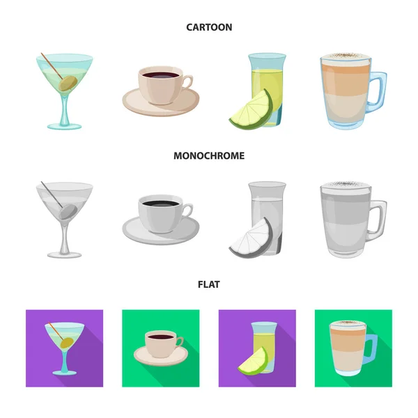 Vektor-Design von Drink und Bar-Symbol. Sammlung von Getränken und Party-Aktiensymbol für das Web. — Stockvektor