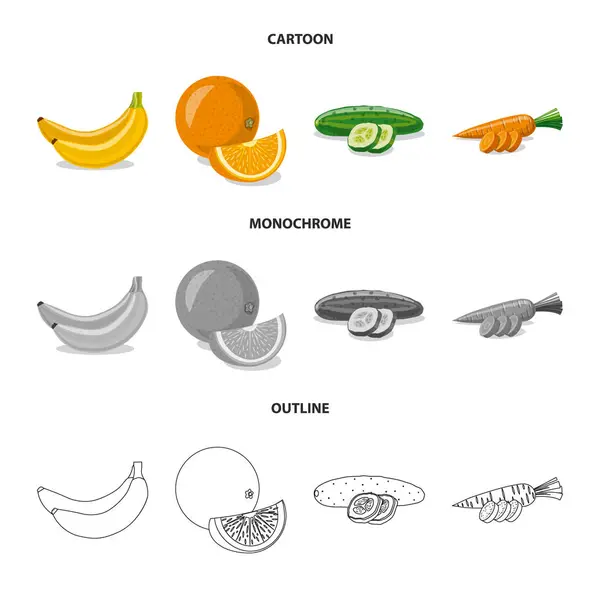 Sebze ve meyve simge vektör tasarımı. Sebze ve vejeteryan hisse senedi vektör çizim topluluğu. — Stok Vektör