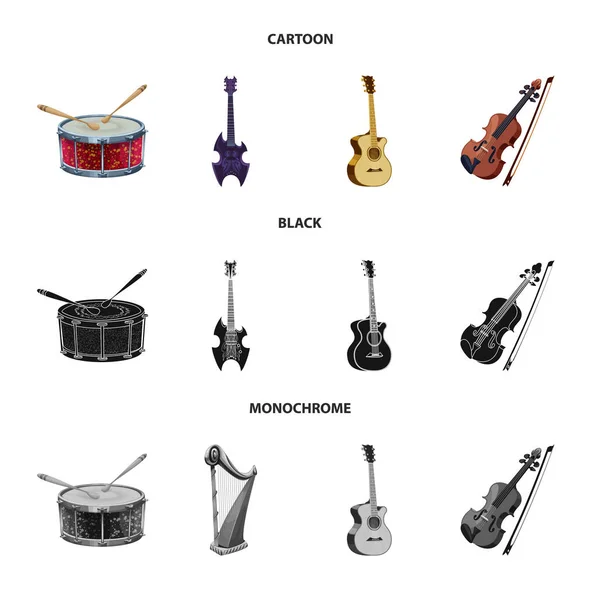 Izolovaný objekt hudby a melodie loga. Sbírku hudby a nástroj burzovní symbol pro web. — Stockový vektor