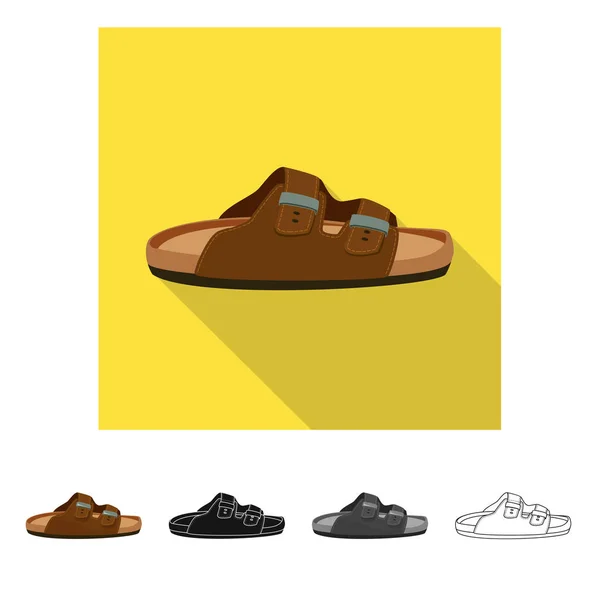 Векторная иллюстрация символа обуви и обуви. Набор символов обуви и стопы для паутины . — стоковый вектор