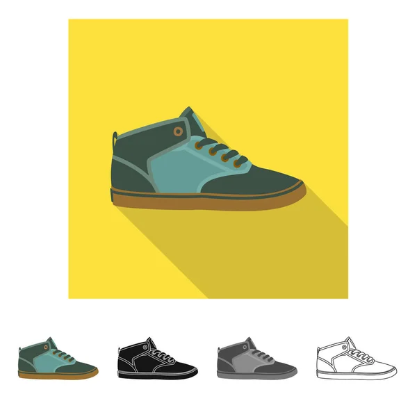 Vektorillustration von Schuhen und Schuhen. Set von Schuh- und Fußvektorsymbolen für Lager. — Stockvektor