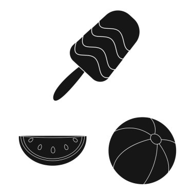 Ekipman ve yüzme simge vektör tasarımı. Ekipman ve hisse senedi için etkinlik vektör simge kümesi.