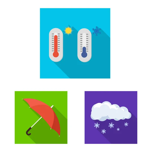 Illustration vectorielle de la météo et du climat. Ensemble de symboles météorologiques et de stock de nuages pour le web . — Image vectorielle