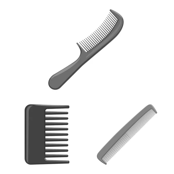 Isolated object of brush and hair icon. Set of brush and hairbrush stock vector illustration. — Stock Vector