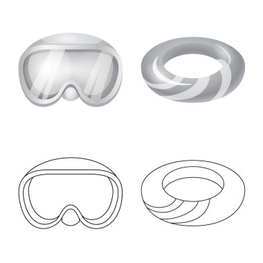 Tasarım ekipman ve yüzme işareti vektör. Ekipman ve etkinlik hisse senedi simgesi web için set.