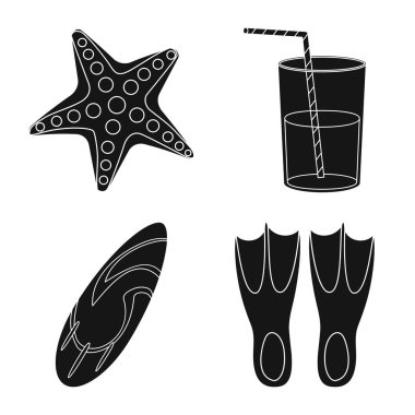 Ekipman ve yüzme simge vektör tasarımı. Ekipman ve etkinlik vektör simgesini hissenin koleksiyonu.