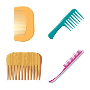 Fırça ve saç logo vektör Illustration. Fırça ve saç fırçası hisse senedi vektör çizim seti.