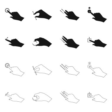 Dokunmatik ve el simge vektör Illustration. Dokunmatik ekran ve dokunmatik hisse senedi vektör çizim topluluğu.