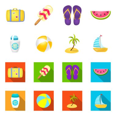 Ekipman ve yüzme simge vektör tasarımı. Ekipman ve etkinlik hisse senedi vektör çizim koleksiyonu.