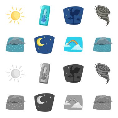 Hava ve iklim işareti yalıtılmış nesne. Web için hava ve bulut hisse senedi simgesi kümesi.