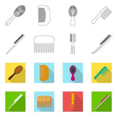 Fırça ve saç işareti vektör Illustration. Web için fırça ve saç fırçası hisse senedi simgesi kümesi.