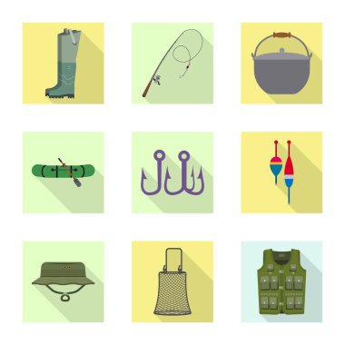 Balık ve balık tutma logo izole nesne. Balık ve ekipman hisse senedi simgesi için web topluluğu.