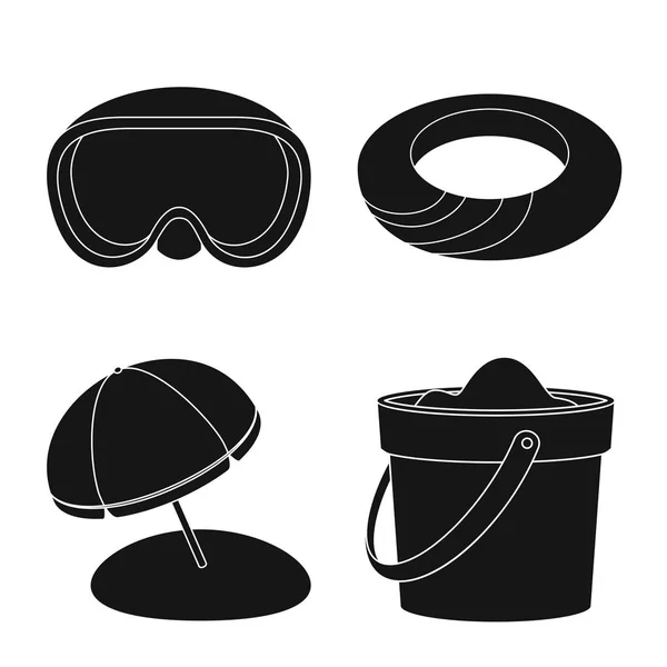 Objet isolé de l'équipement et symbole de natation. Collection de matériel et d'activité stock symbole pour le web . — Image vectorielle
