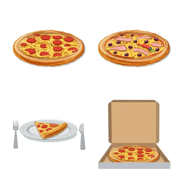 Vektordesign von Pizza und Food-Symbol. Set aus Pizza und italienischem Aktiensymbol für das Web. — Stockvektor