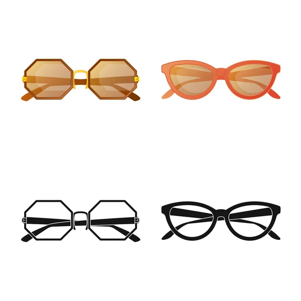 Geïsoleerde object van bril en zonnebril logo. Aantal glazen en accessoire voorraad vectorillustratie. — Stockvector