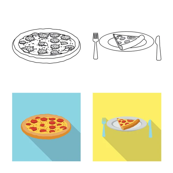 Design vettoriale di pizza e logo alimentare. Raccolta di pizza e illustrazione vettoriale stock italia . — Vettoriale Stock