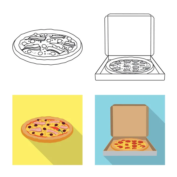Objeto aislado de pizza e icono de la comida. Conjunto de pizza y italia símbolo de stock para web . — Archivo Imágenes Vectoriales