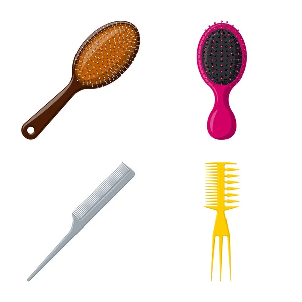 Objet isolé de pinceau et signe capillaire. Collection de brosses et brosses à cheveux illustration vectorielle . — Image vectorielle