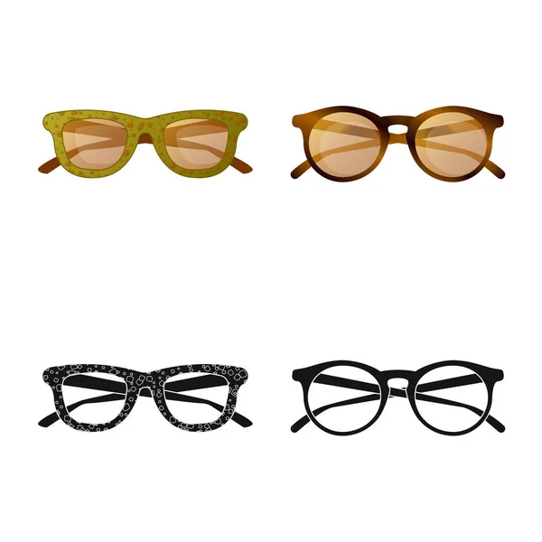 Vektor-Design von Brillen und Sonnenbrillen-Symbol. Brillensatz und Zubehör Stock Vector Illustration. — Stockvektor
