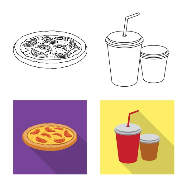 Ilustración vectorial del logotipo de pizza y alimentos. Colección de pizza y italia símbolo de stock para la web . — Archivo Imágenes Vectoriales