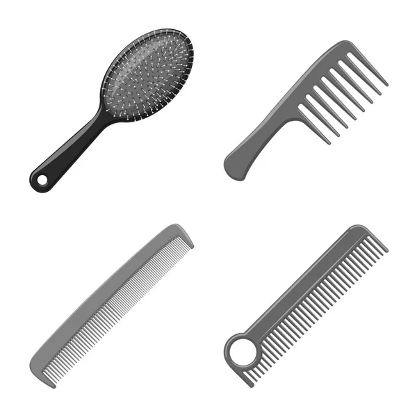 Illustration vectorielle du symbole pinceau et cheveux. Jeu de brosses et brosses à cheveux illustration vectorielle . — Image vectorielle