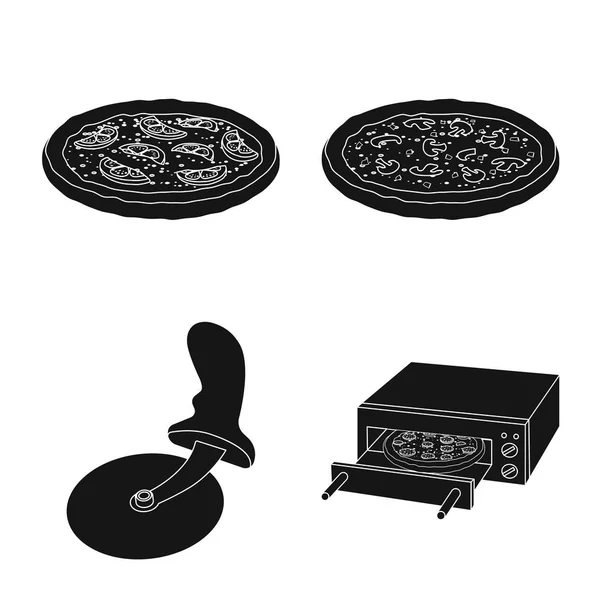 Ilustração vetorial de pizza e símbolo de comida. Conjunto de pizza e itália ilustração vetor estoque . — Vetor de Stock