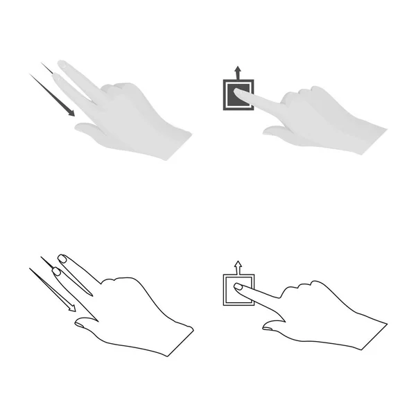 Isoliertes Objekt von Touchscreen und Handzeichen. Sammlung von Touchscreen und Touch Stock Vector Illustration. — Stockvektor