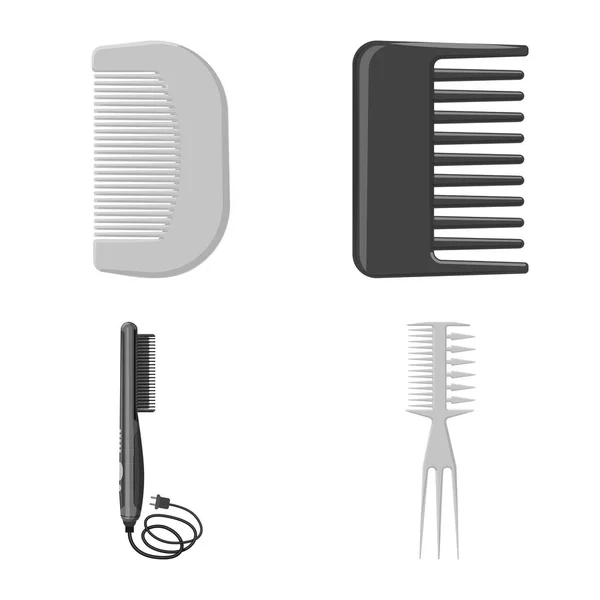 Objeto aislado de pincel y símbolo de cabello. Conjunto de cepillo y cepillo vector icono para stock . — Vector de stock