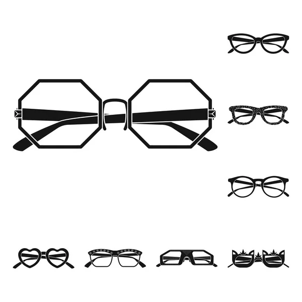 Na białym tle obiekt ikony okulary i okulary przeciwsłoneczne. Kolekcja okularów i akcesoriów Stockowa ilustracja wektorowa. — Wektor stockowy