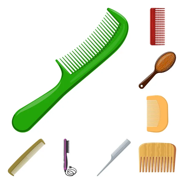 Illustration vectorielle du logo pinceau et cheveux. Ensemble de brosse et icône vectorielle brosse à cheveux pour stock . — Image vectorielle